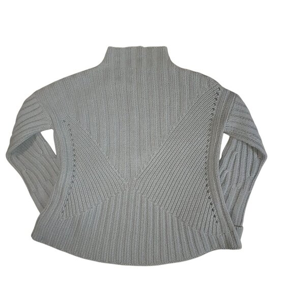 Hand Knit Sweater Pullover Tequila Solo Gray Merino Wool Ribbed Knit Mock Neck - Picture 14 of 15